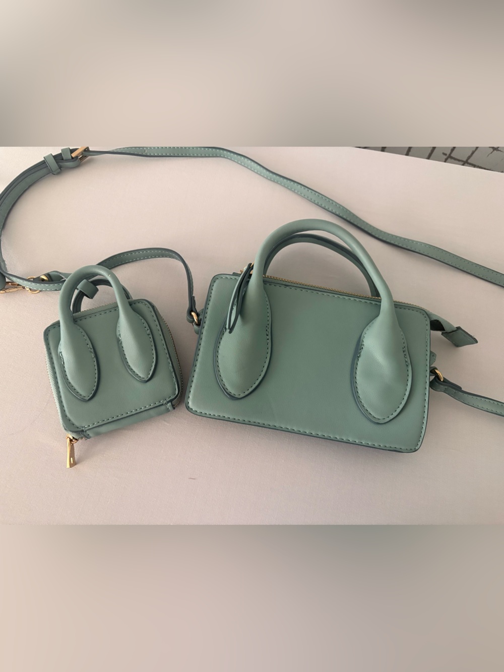 Zara Blue Mini Tote Crossbody with Matching Mini Pouch